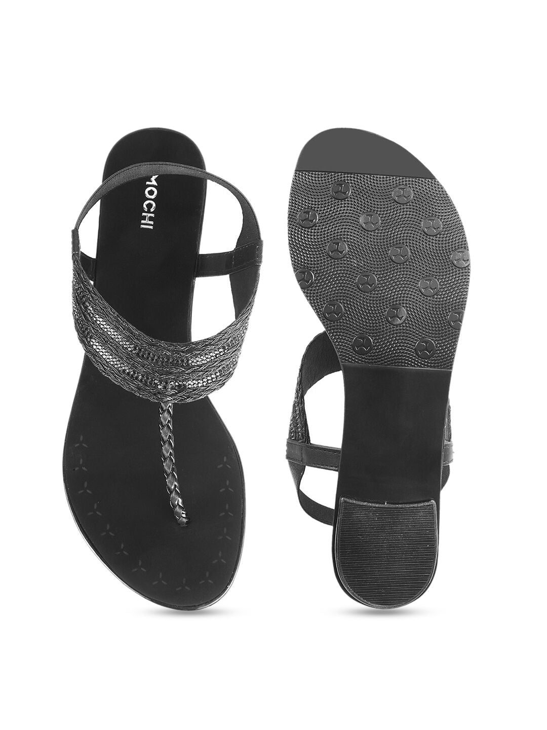 Mochi Women Backstrap Synthetic T-Strap Flats