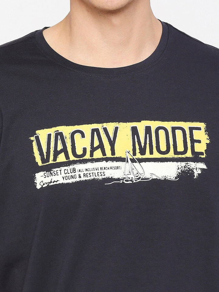 SPYKAR Typography Printed Cotton Slim Fit T-shirt