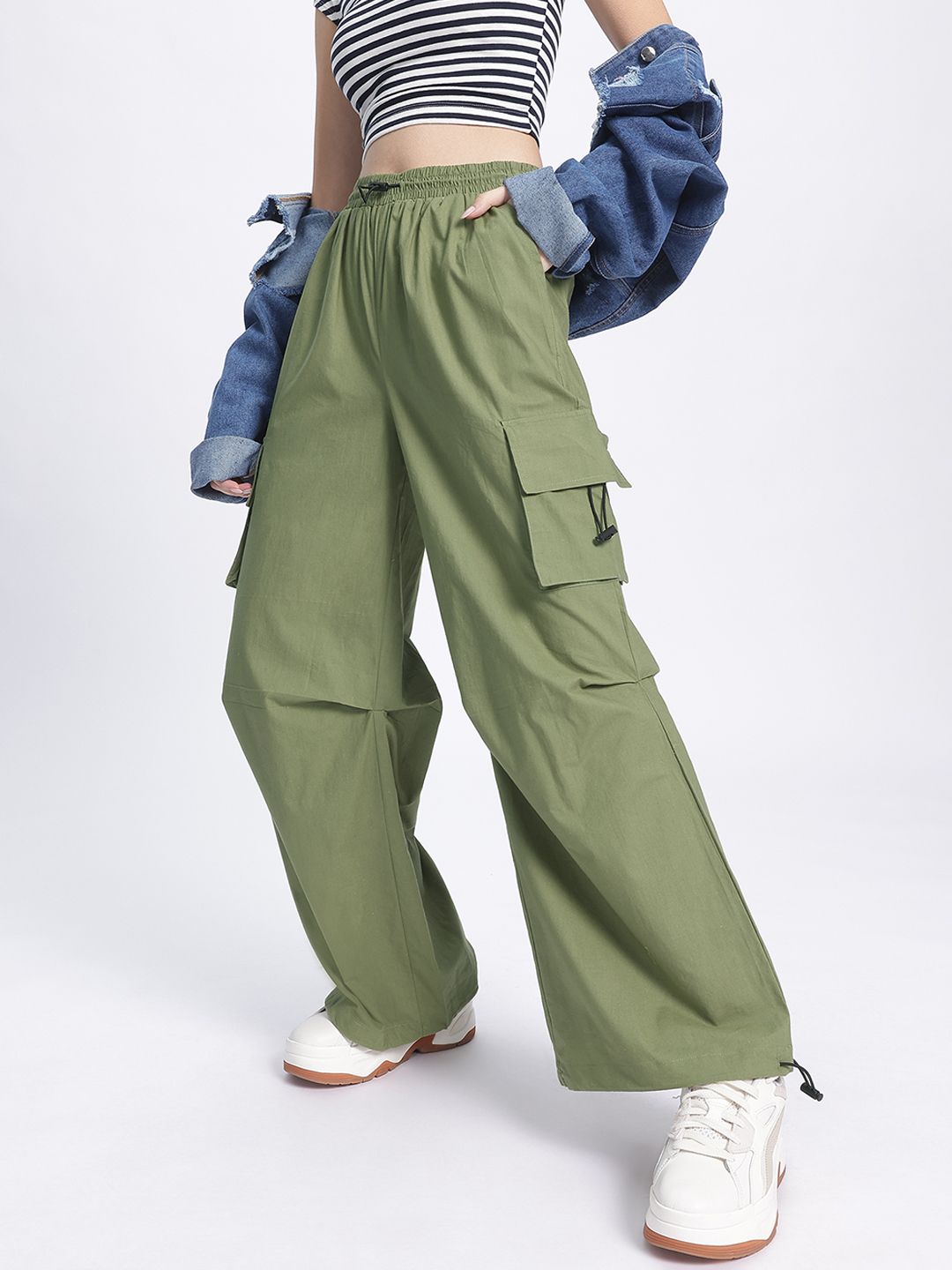 DressBerry Women Utility Chic Cargo Style Parachute Trousers