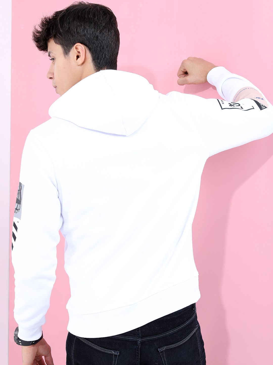 HIGHLANDER Men White Printed Hooded Sweatshirt