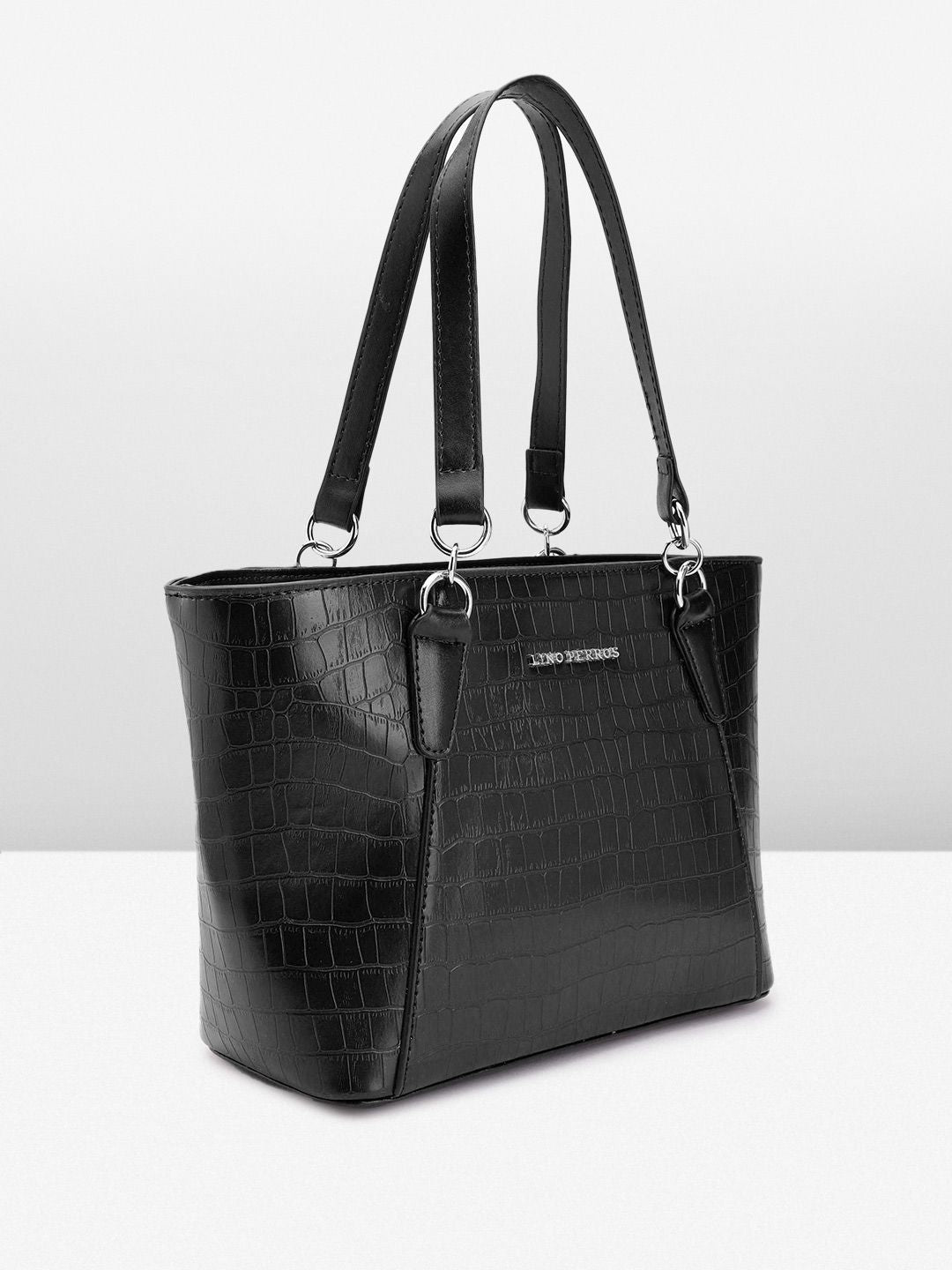 Lino Perros Croc Textured Structured Shoulder Bag