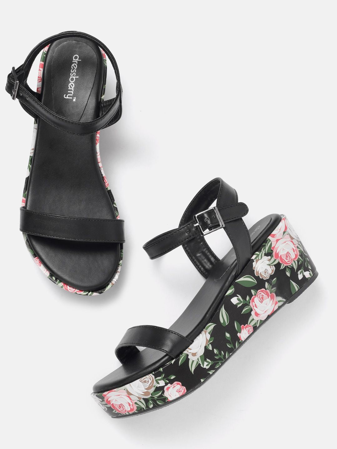 DressBerry Wedge Heels with Printed Detail