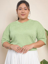 CURVY STREET Plus Size Textured Round Neck Top