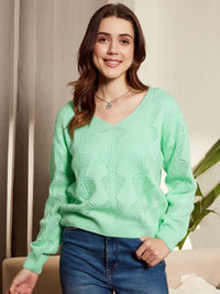 Berrylush V-Neck Cable Knit Pullover