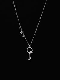 PRIONI 925 Sterling Silver Kalung Kunci Bersalut Rhodium CZ