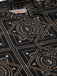 Anouk Men Black Printed Regular Pure Cotton Kurta with Pyjamas