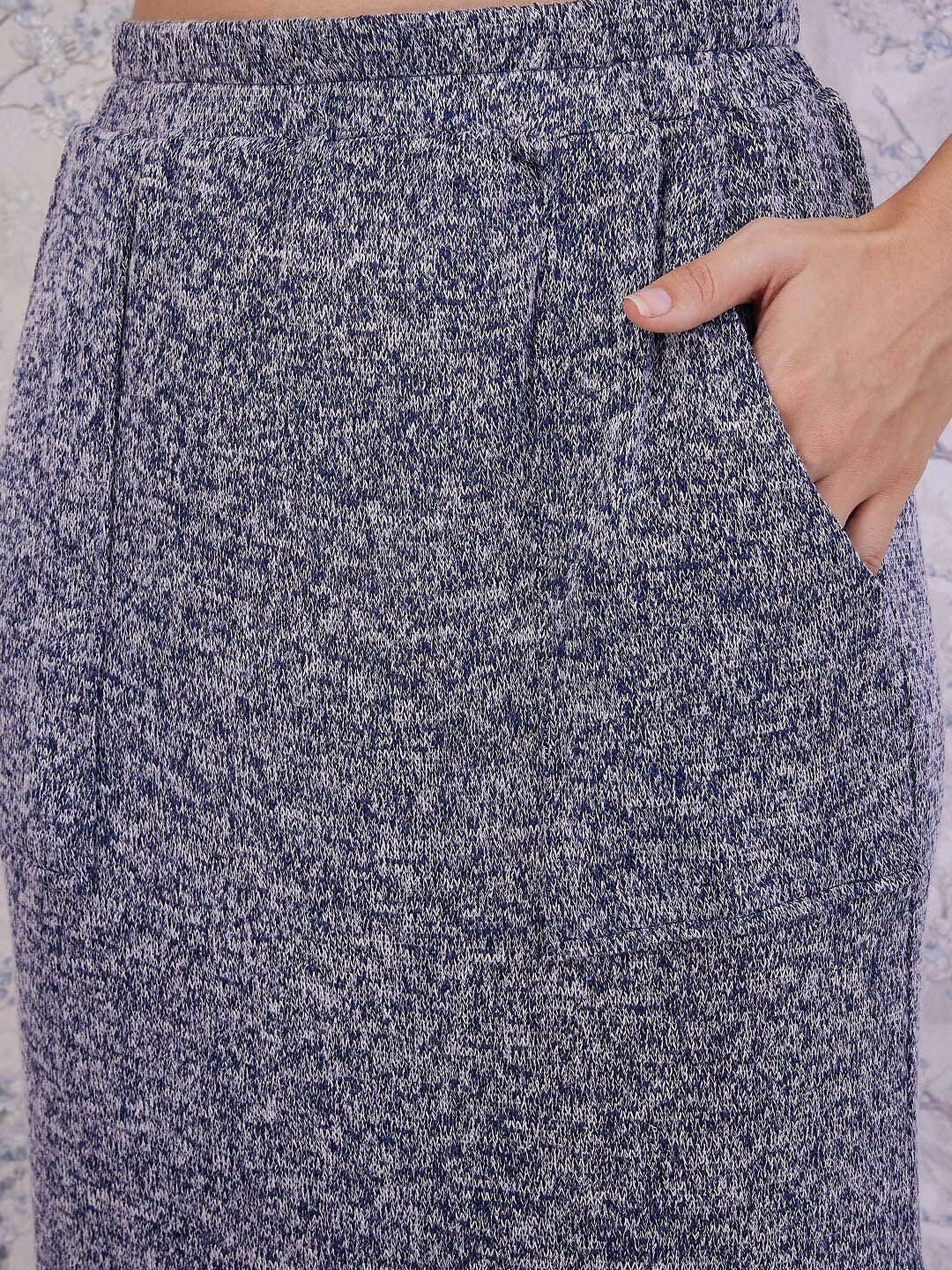 Athena Blue Self Design Top & Skirt
