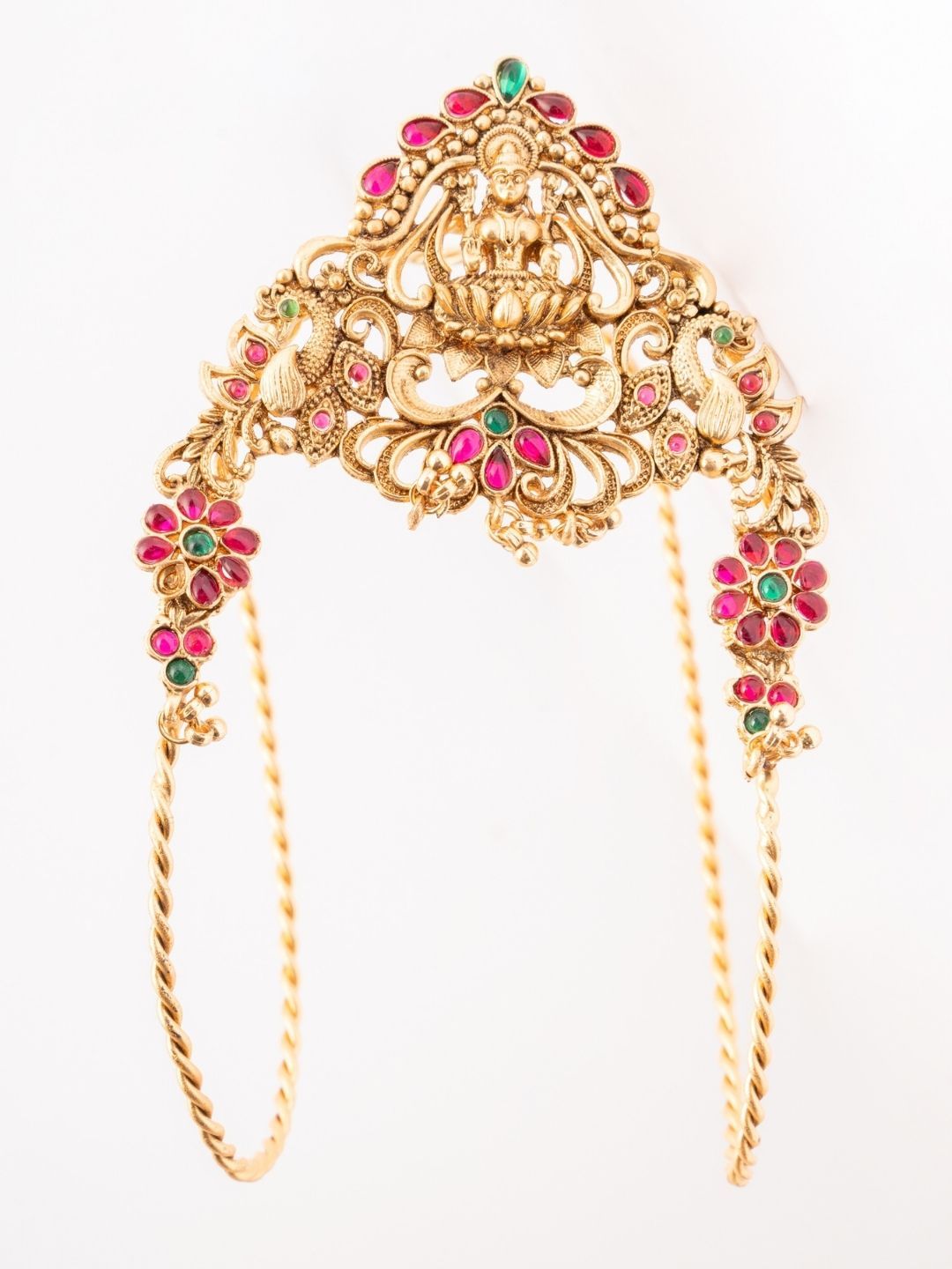 PANASH Gold-Plated Cubic Zirconia Studded Antique Bajuband Armlet Bracelet