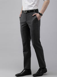 Park Avenue Men Checked Smart Fit Mid-Rise Formal Trousers