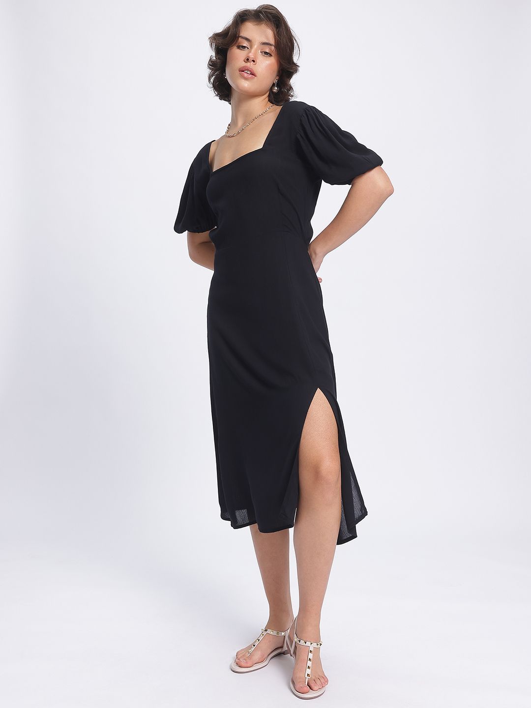 DressBerry Moonlight Muses Styles Back Side Sit A-Line Midi Dress