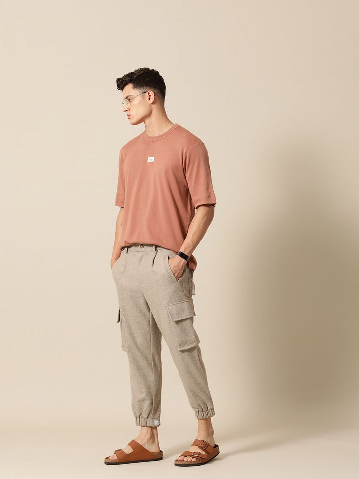 Mr Bowerbird Solid Pure Cotton Casual Oversized T-shirt With Patchwork Detail
