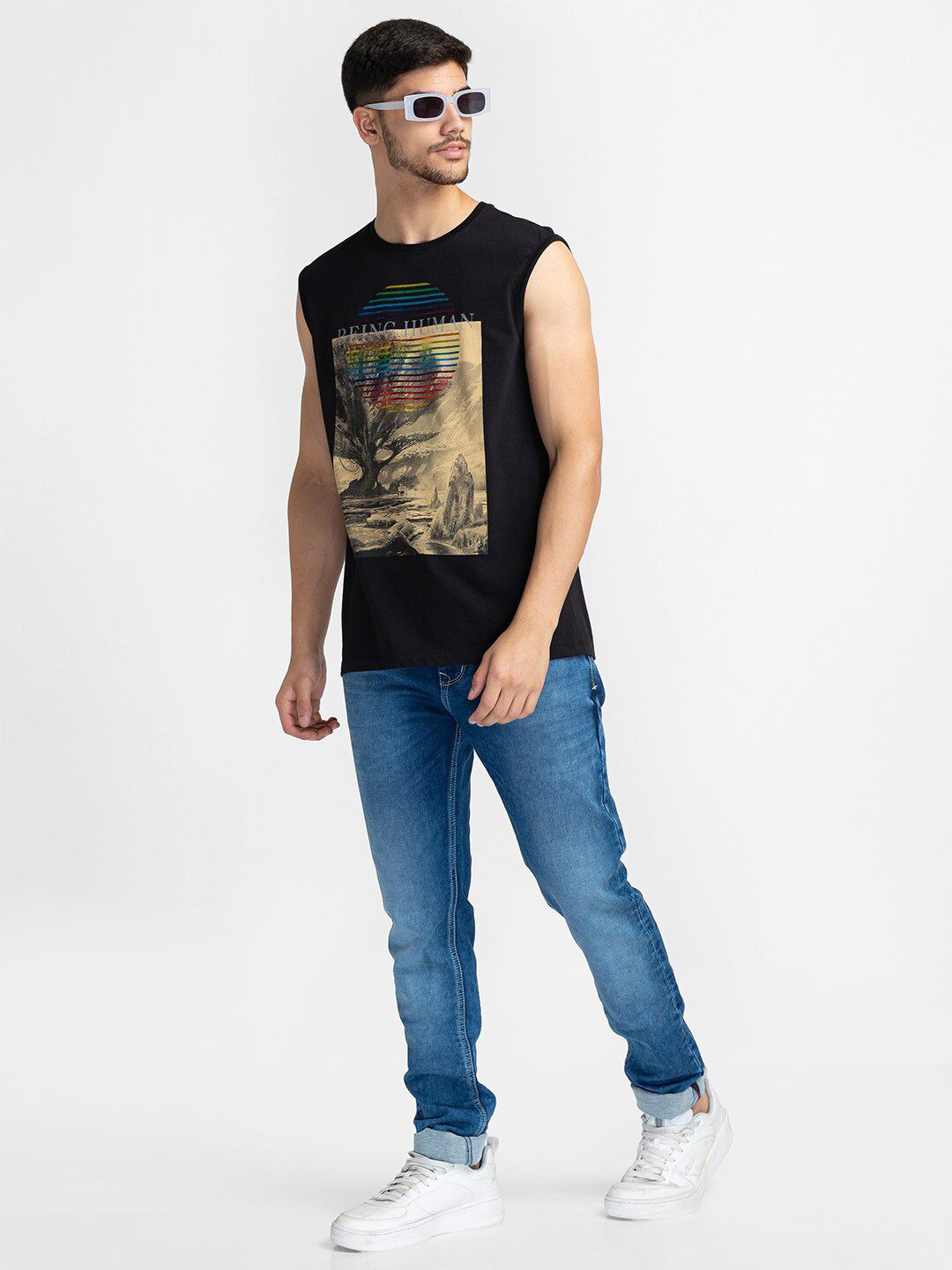 Being Human Graphic Printed Sleeveless T-shirt