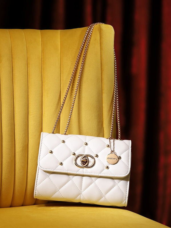 DressBerry Textured Structured Shoulder Bag with Quilted