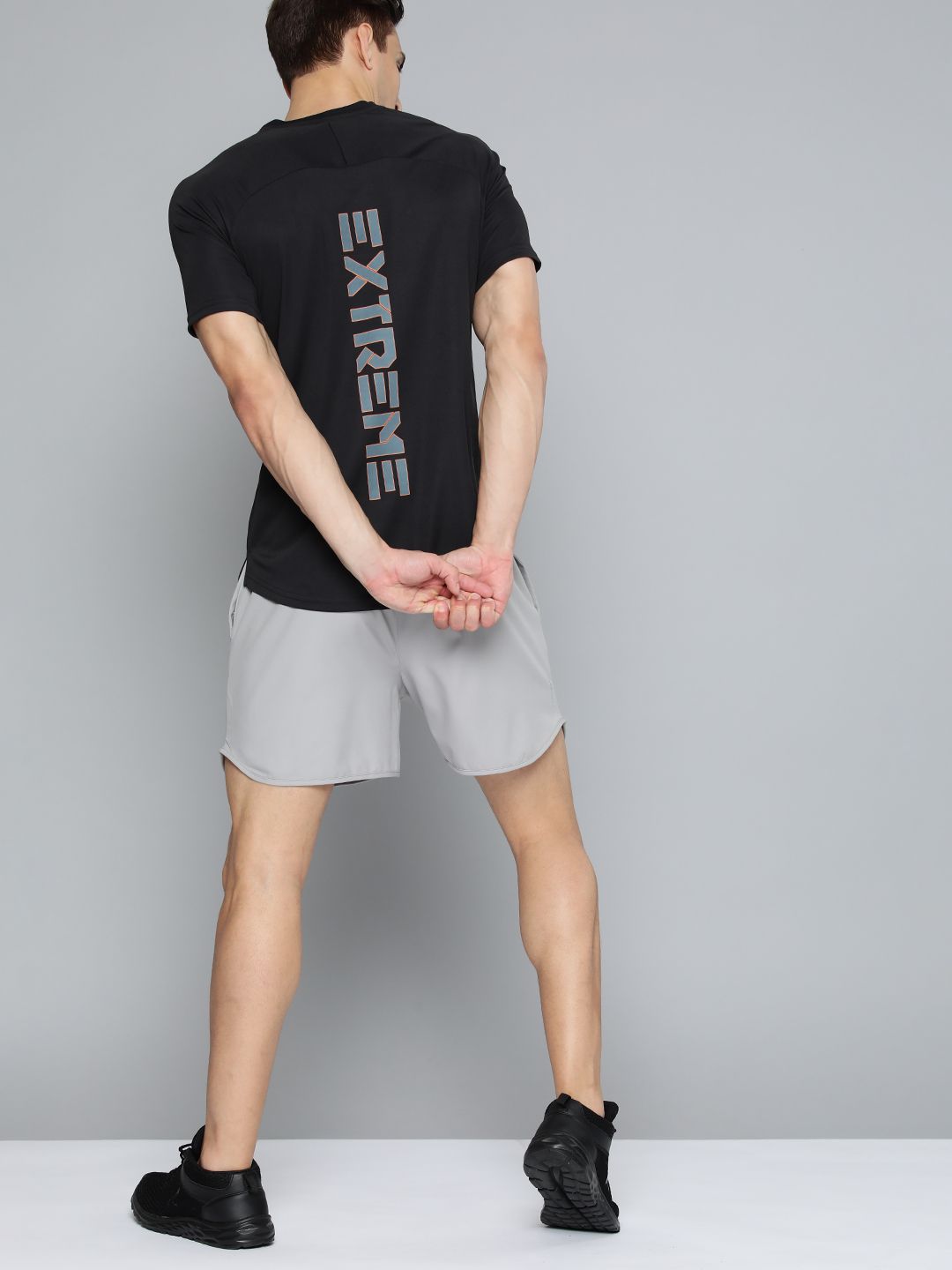 HRX By Hrithik Roshan Training Men Jet Black Rapid-Dry Typography Tshirts