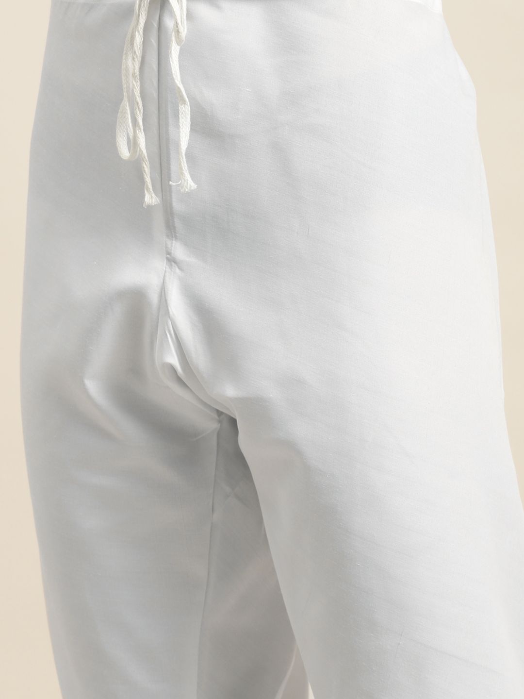 SOJANYA Men White Chikankari Pure Cotton Kurta with Churidar & Nehru Jacket