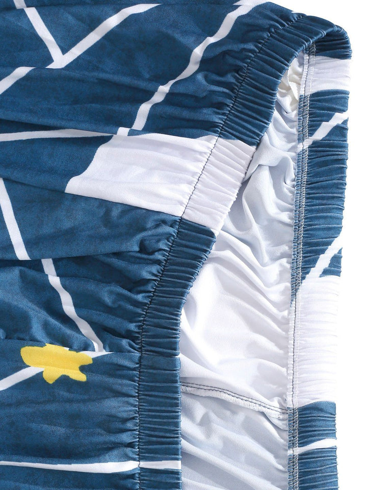 Cortina Navy Blue &amp; White Geometric Printed Sarung Sofa Dua Tempat Duduk