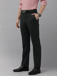 Park Avenue Men Checked Smart Low-Rise Formal Trousers