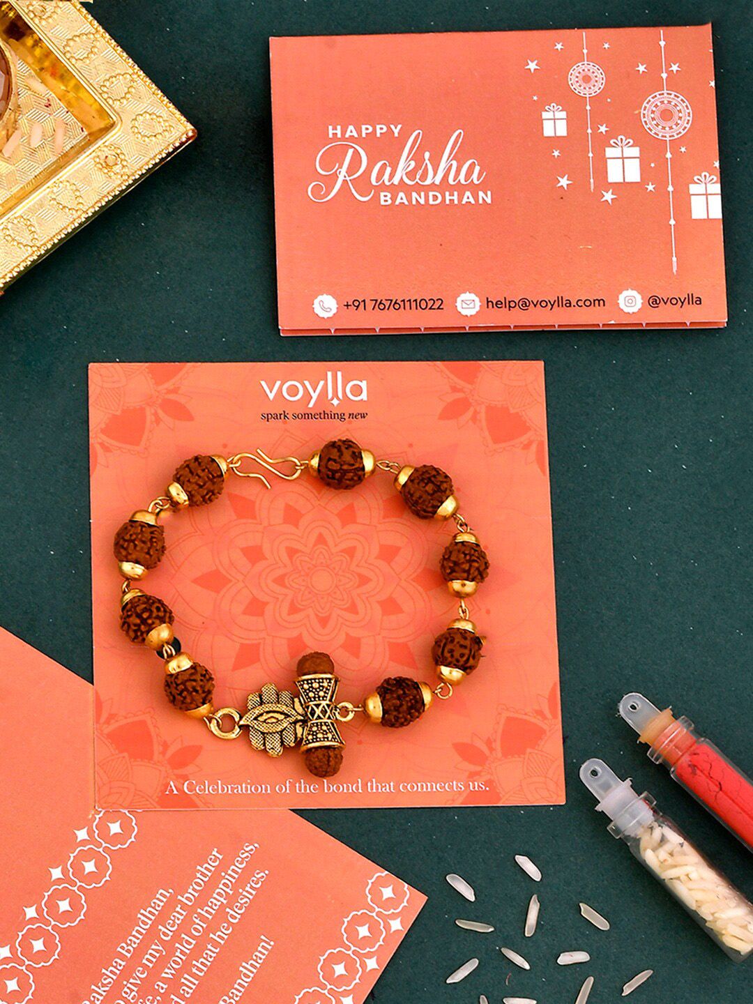 Voylla Ethnic Rudraksha Beads Rakhi