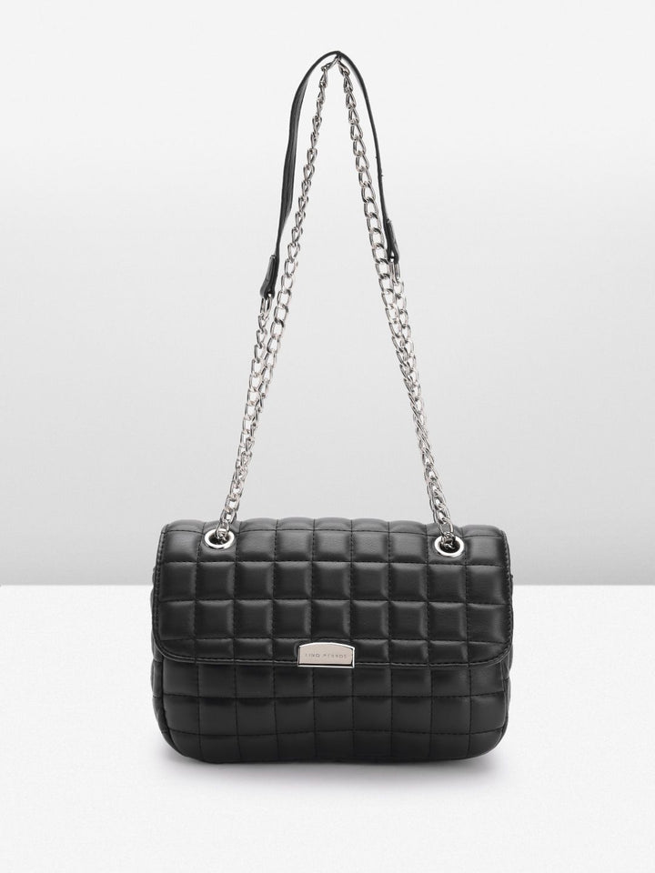 Lino Perros Geometric Textured Structured Shoulder Bag with Quilted Detail