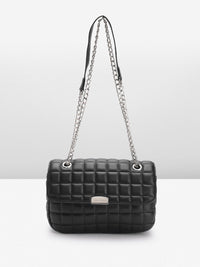 Lino Perros Geometric Textured Structured Shoulder Bag with Quilted Detail