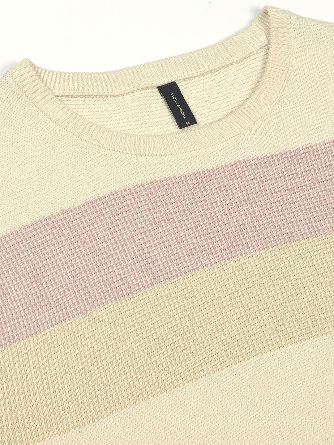 Thomas Scott Men Knit Striped Round Neck T-shirt