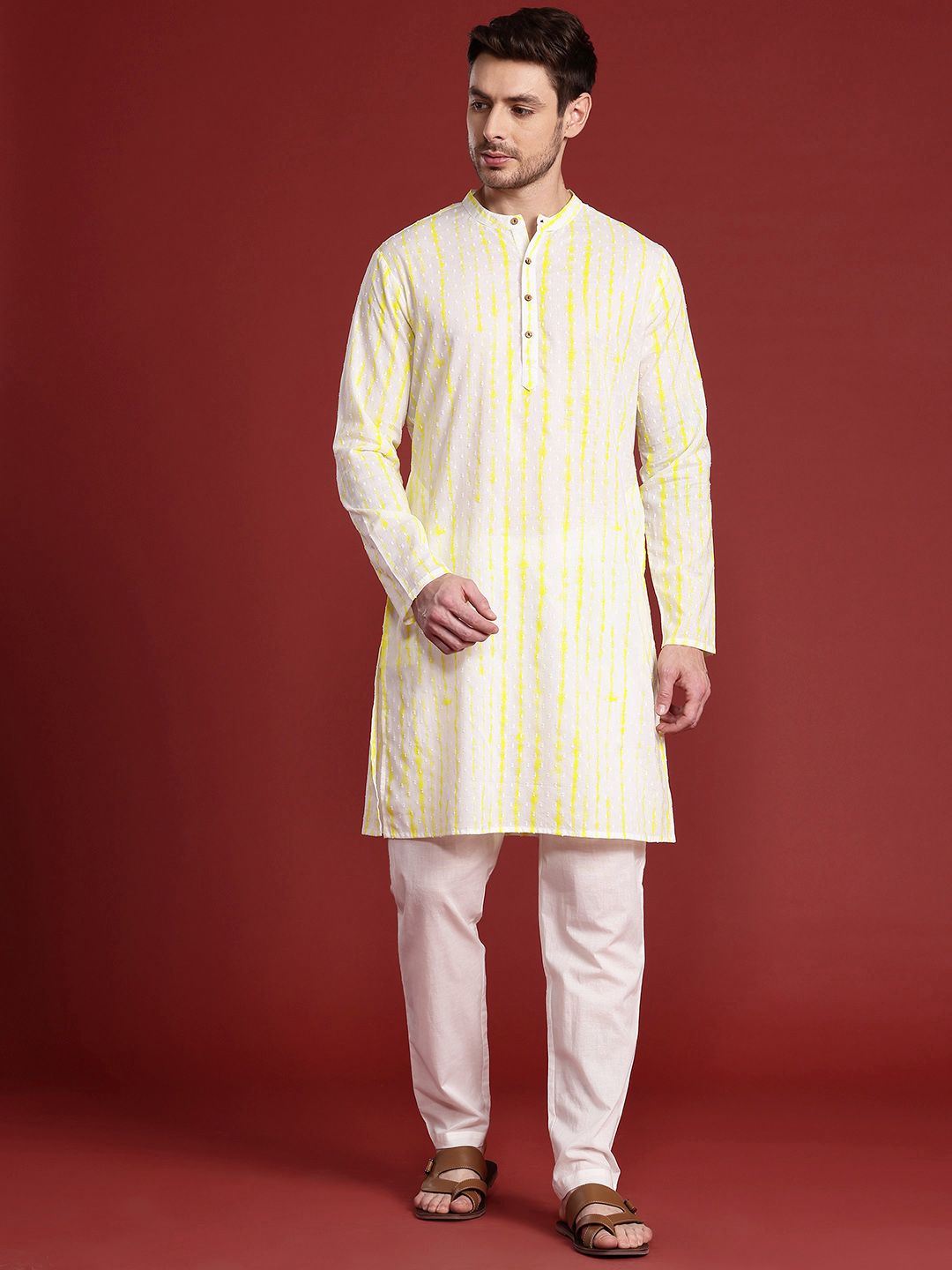 Anouk Dyed Pure Cotton Kurta with Trousers