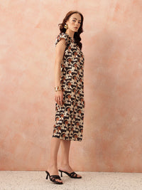 all about you Printed Shift Midi Dress with Slit