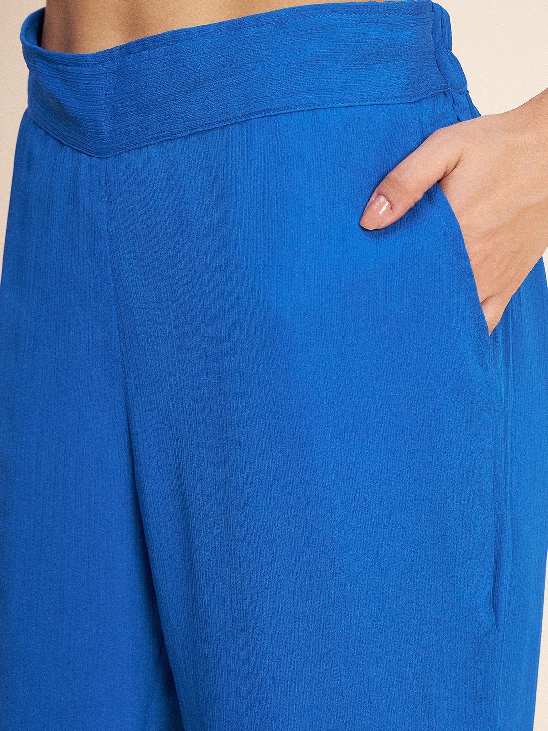 Antheaa Blue Embellished Tunic With Palazzos Co-Ords