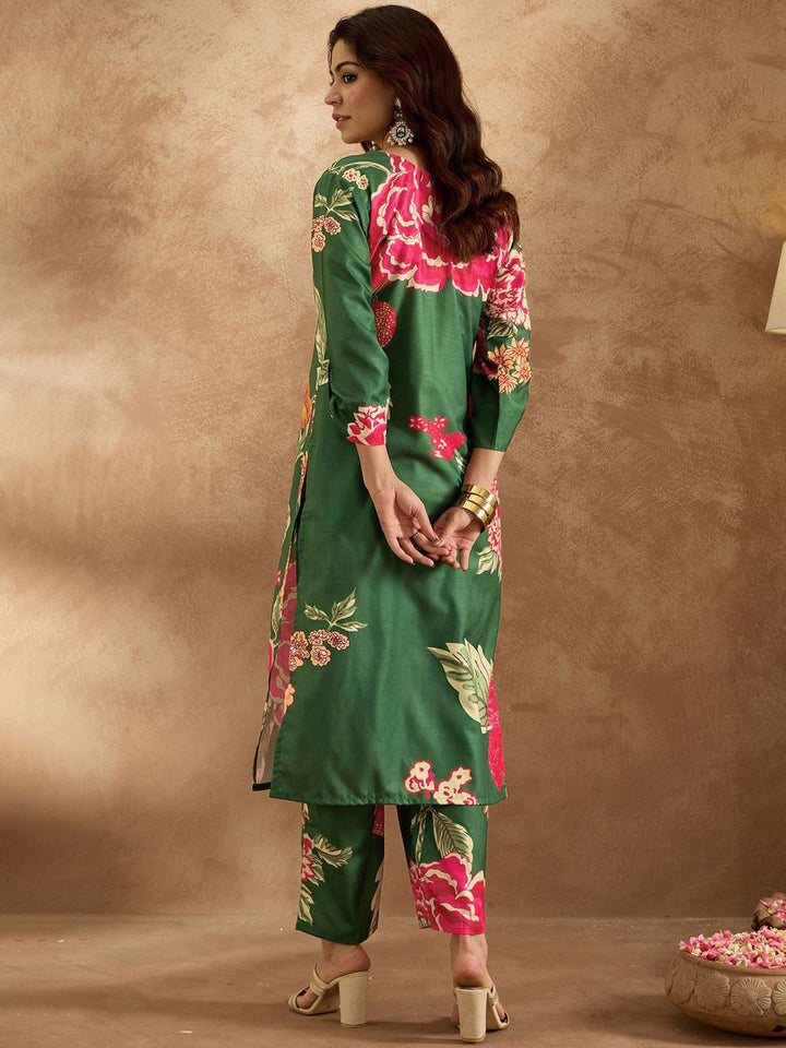 Indo Era Women Floral Printed Regular Kurta with Trousers