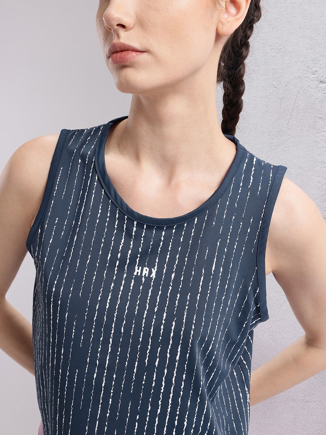 HRX by Hrithik Roshan Women Striped Rapid-Dry Training T-shirt