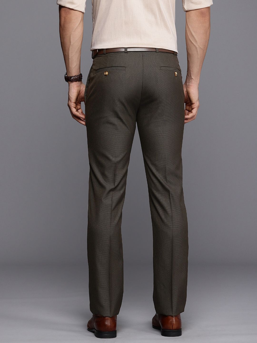 Raymond Men Textured Slim Fit Formal Trousers