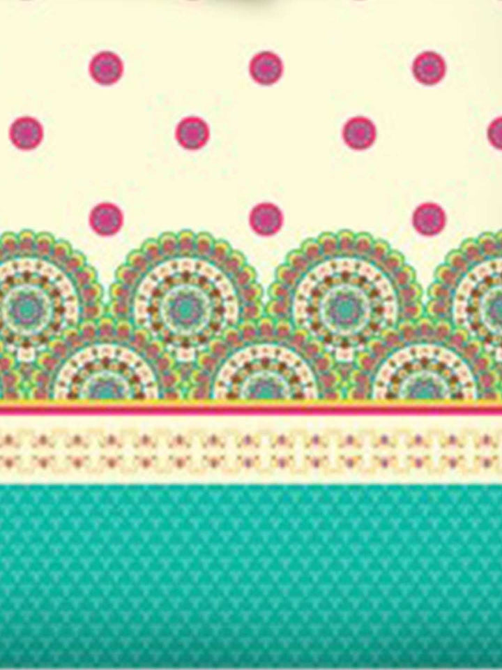 BOMBAY DYEING Celebrating India SeaGreen Print 300TC Cotton King Bedsheet & 4 Pillow Cover