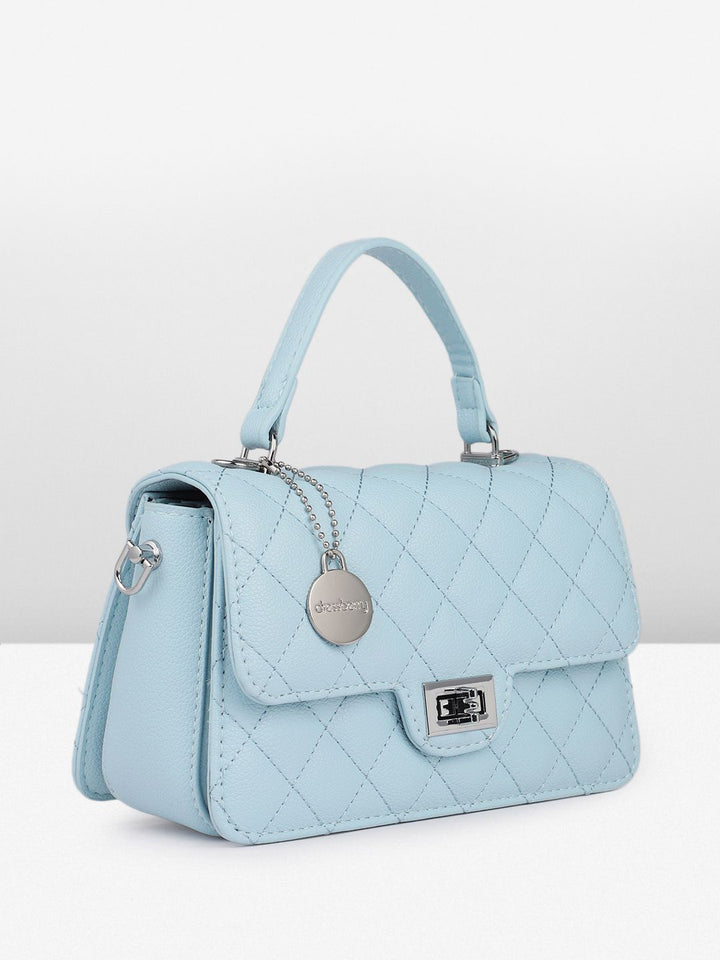 DressBerry Textured Structured Satchel Bag with Quilted