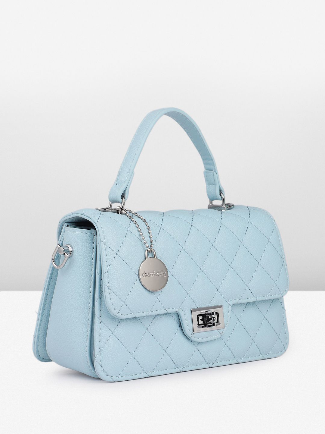 DressBerry Textured Structured Satchel Bag with Quilted
