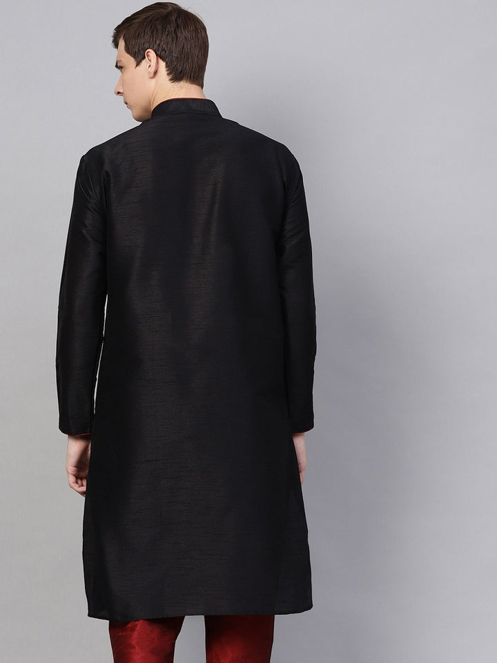 SOJANYA Men Black Solid Straight Kurta