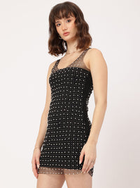 DressBerry Glimmer Generation Beaded Sheer Mini Bodycon Dress