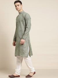 SOJANYA Ethnic Motif Woven Design Mandarin Collar Kurta With Churidar