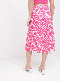 DressBerry Animal Print Barbiecore Midi Skirt