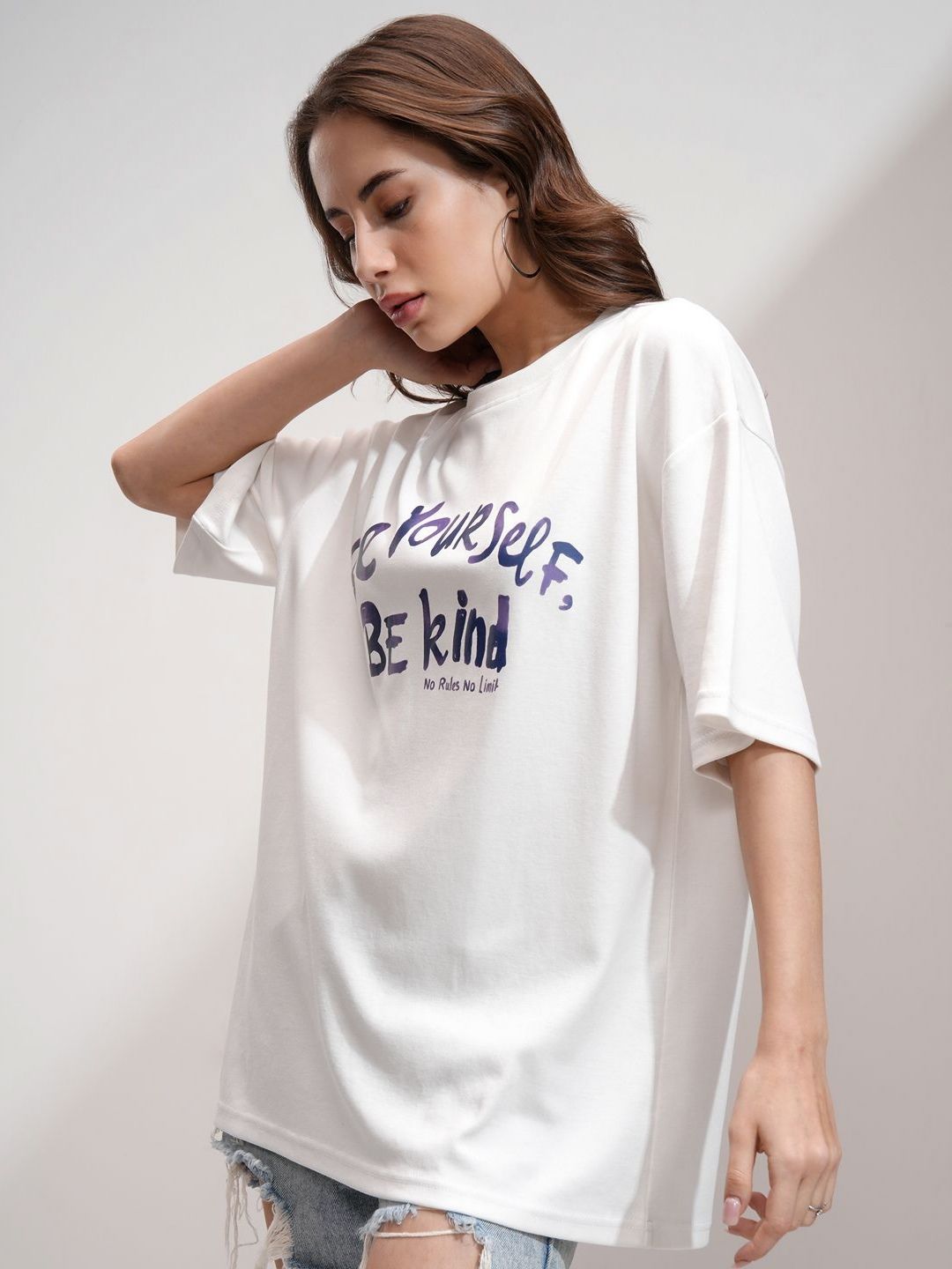 Tokyo Talkies Women Printed Drop Shoulder Oversized T-shirt