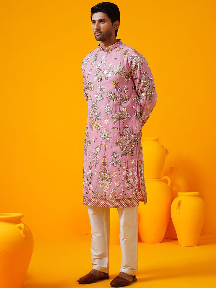 SOJANYA LUXE Ethnic Motifs Embroidered Mandarin Collar Thread Work Georgette Kurtas