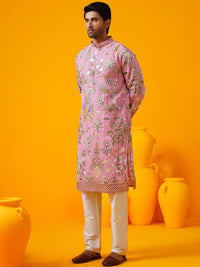 SOJANYA LUXE Ethnic Motifs Embroidered Mandarin Collar Thread Work Georgette Kurtas