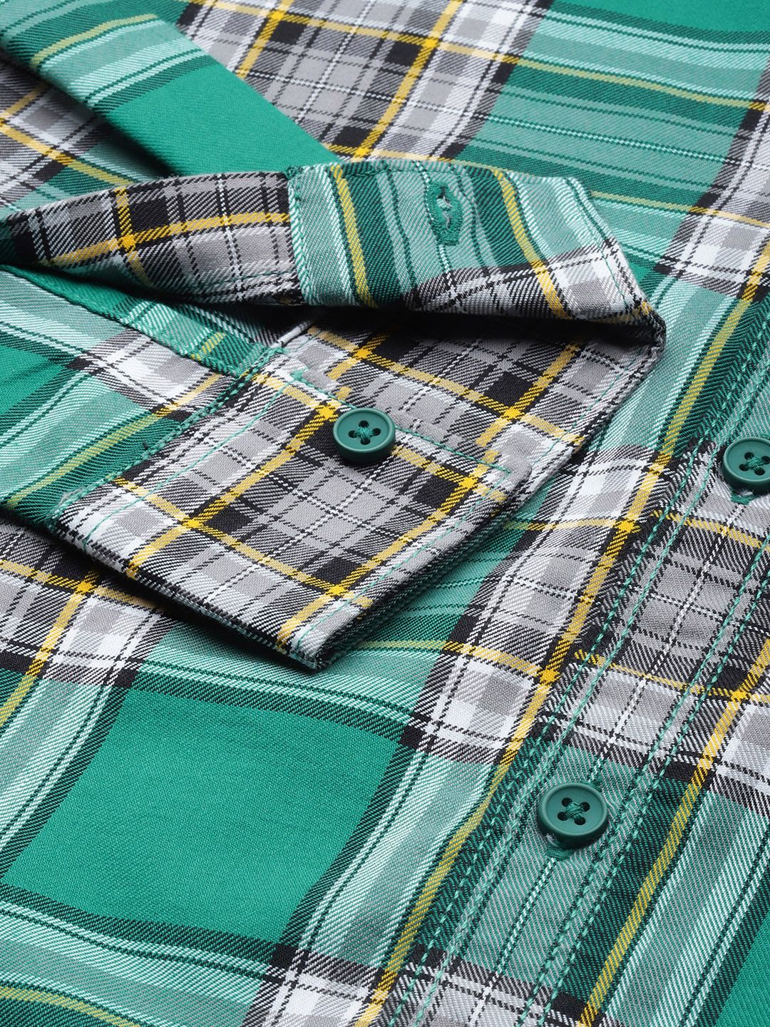 The Indian Garage Co Men Green Comfort Checked Casual Shirt