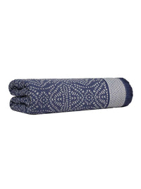 MYTRIDENT Blue & White Ethnic Motifs Printed Cotton 500 GSM Bath Towel