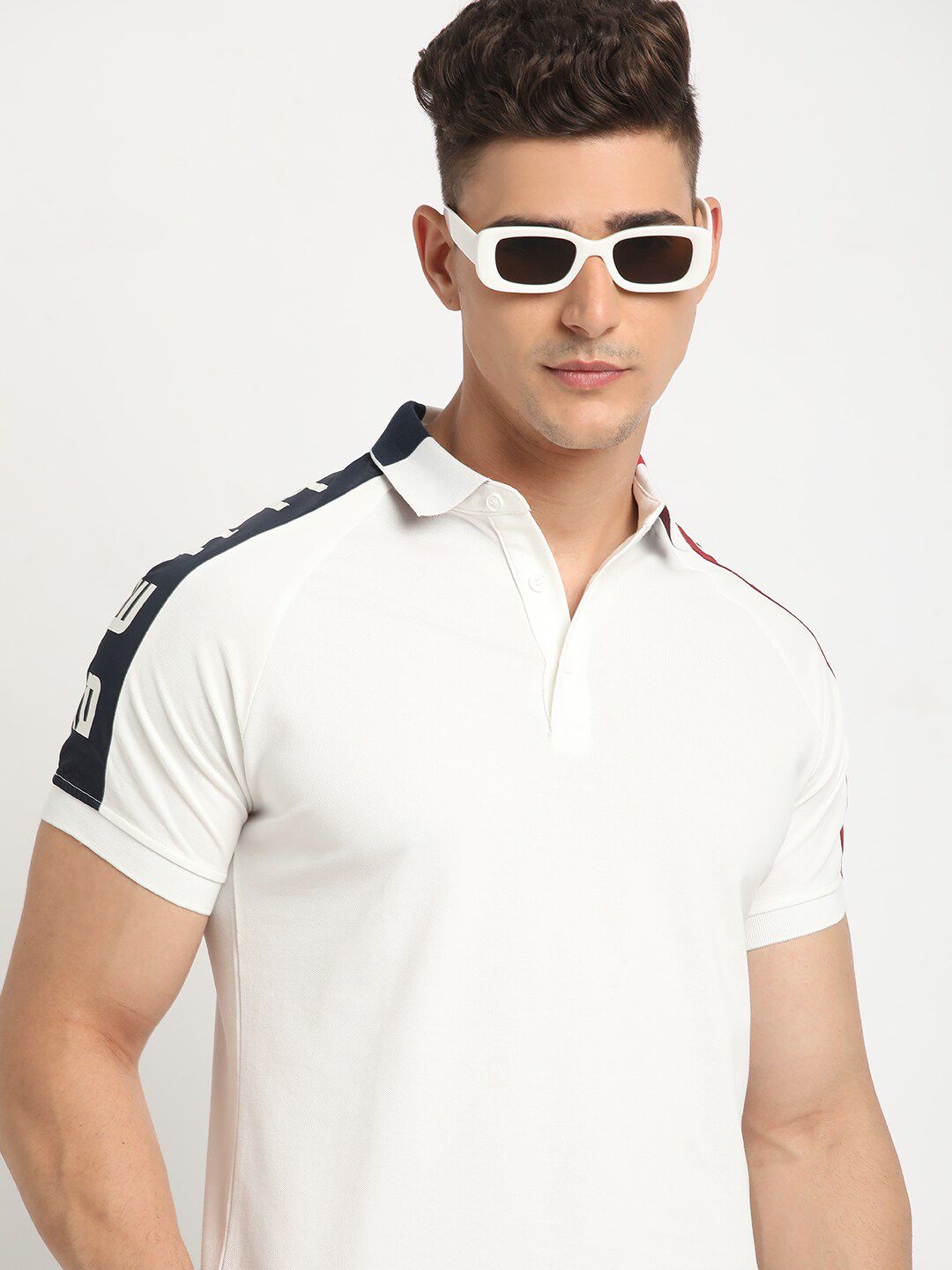 THE BEAR HOUSE Polo Collar Raglan Sleeves Slim Fit T-shirt