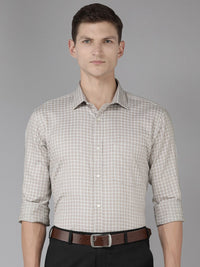 Park Avenue Pure Cotton Slim Fit Grid Tattersall Checked Formal Shirt