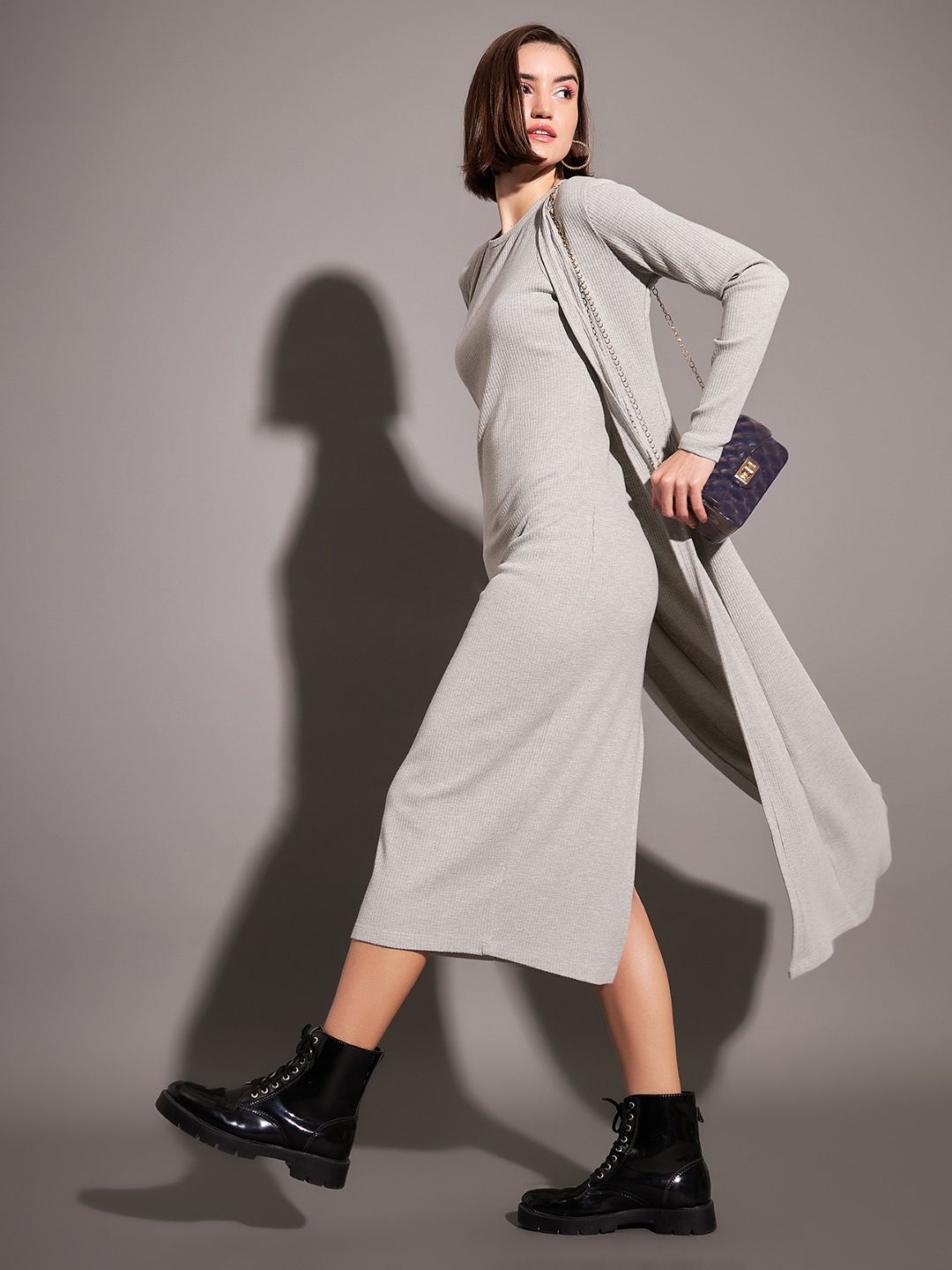 SASSAFRAS Self Design Longline Open Front Shrug