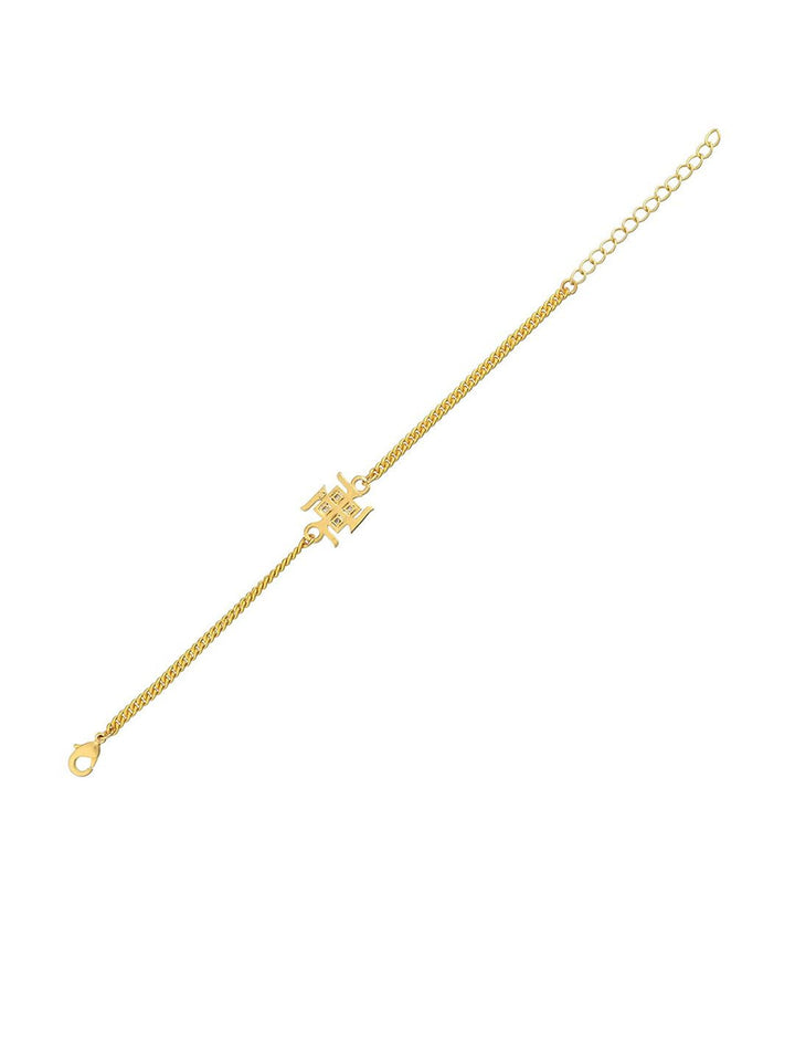 Voylla Gold Toned Auspicious Swastik Bracelet Style Rakhi