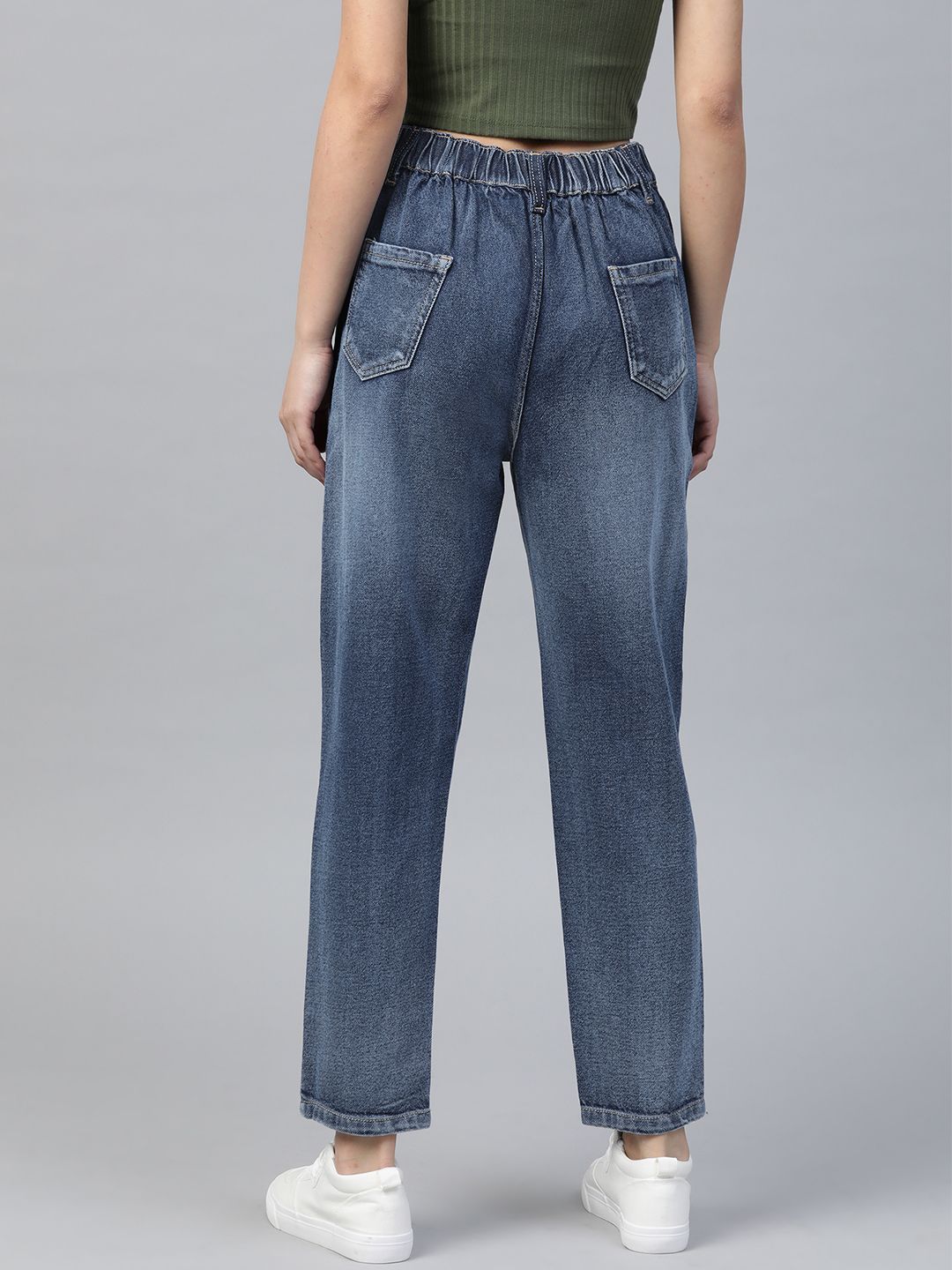 SASSAFRAS Women Blue Pure Cotton Comfort Fit High-Waist Highly Distressed Jeans