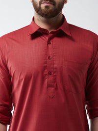 SOJANYA Men Maroon Solid Pathani Kurta