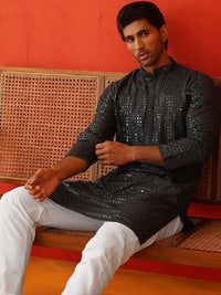 Jompers Men Embroidered Regular Sequinned Kurta with Pyjamas